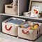 Christmas Basket for Gifts Empty - 3 Pack Large 15.7x11.8x8.2 inch Fabric Storage Basket for Organizing, Beige Snowman Design Fabric Storage Cubes for Nursery Play Room
